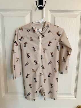 H&M Beige Kids Swim Rashguard with Disney Character Print